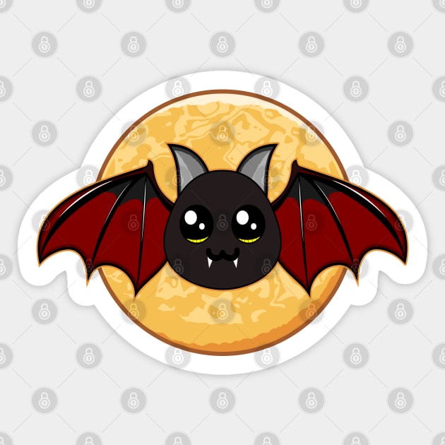 Halloween Vampire Bat Moon Cute Sticker by JaussZ